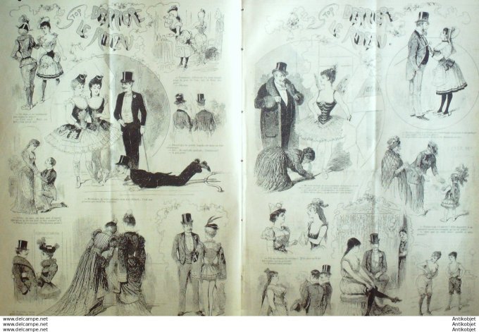 Le Journal Amusant 1891 # 1792 La Bourrasque des etrennes par Mars Derriere le rideau par Stop