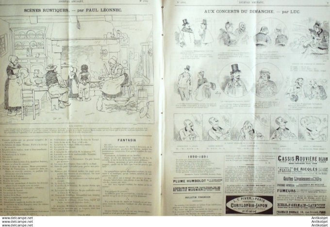 Le Journal Amusant 1891 # 1792 La Bourrasque des etrennes par Mars Derriere le rideau par Stop