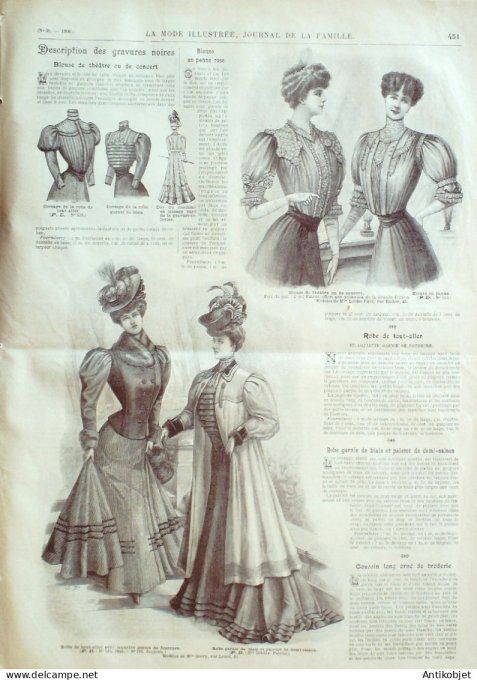 La Mode illustrée journal 1906 n° 38 Costume en lainage