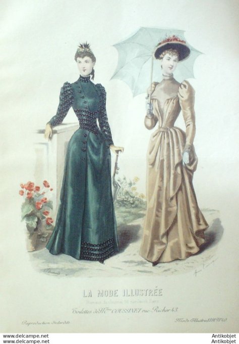 Gravure Mode illustree 1891 # 40 (Old Fashion plate) rare