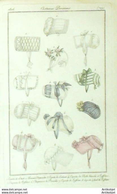 Gravure Mode Costume Parisien 1806 #  729 (eau forte old Fashion plate