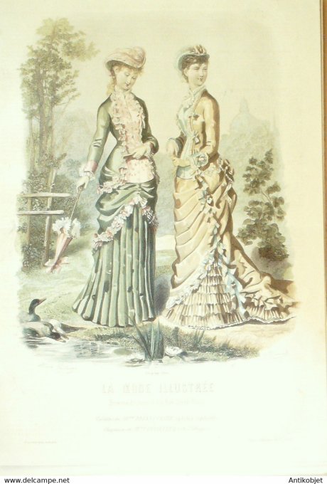 Gravure de mode La Mode illustrée 1879 n°32 (Maison Bréant-Castel)