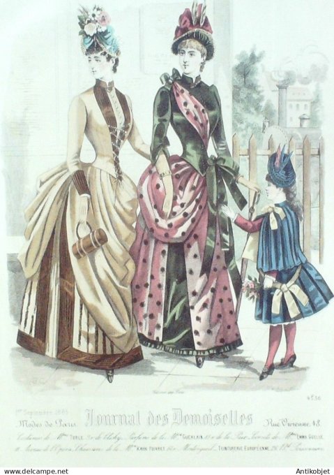 Gravure Mode J.Demoiselles 1885 # 4536 (Old Fashion plate)