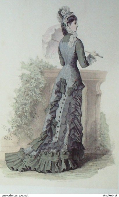 Gravure Mode Elegance Parisienne 1876 # 698 (Old Fashion plate)