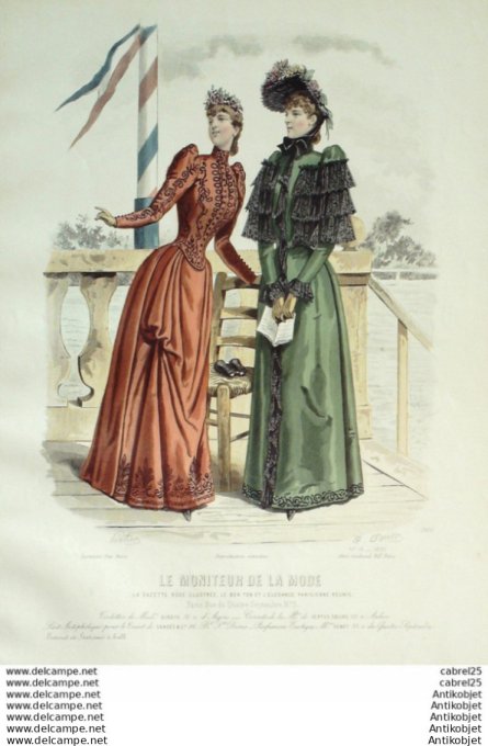 Gravure Mode Le Moniteur 1890 # 16 (Old Fashion plate)