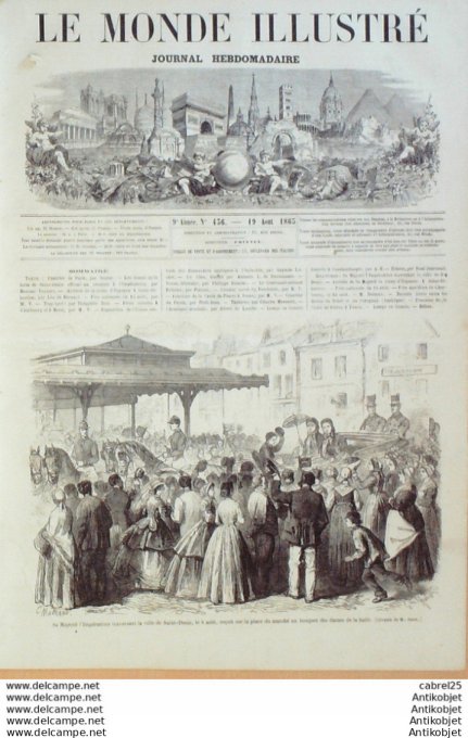 Le Monde illustré 1865 n°436 St Denis (93) Espagne St Sebastien Cherbourg (50) Brest (29) Rouen (76)