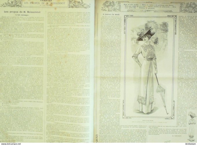 La Mode illustrée journal 1910 n° 16 Toilettes Costumes Passementerie