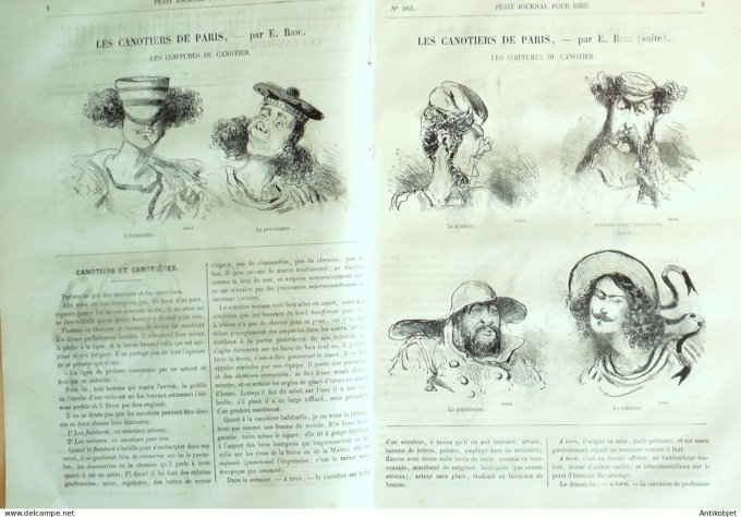 Petit journal pour Rire 1862 # 383 Les Canotiers de Paris Riou