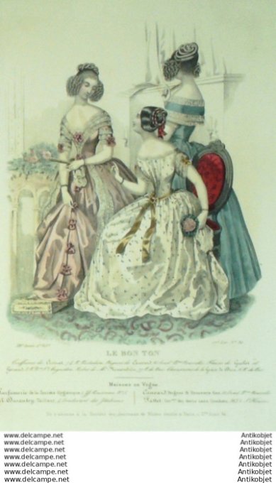 Gravure Mode Le Bon Ton 1846 13 # 30 (aquarelle old fashion plate)