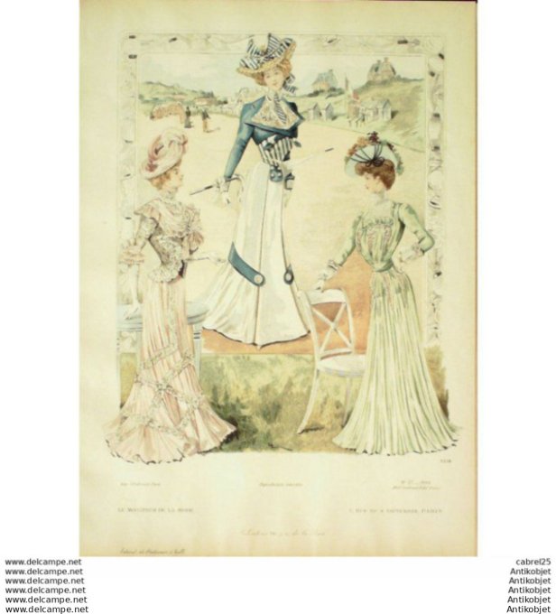 Gravure Mode Le Moniteur 1900 # 27 (Old Fashion plate)