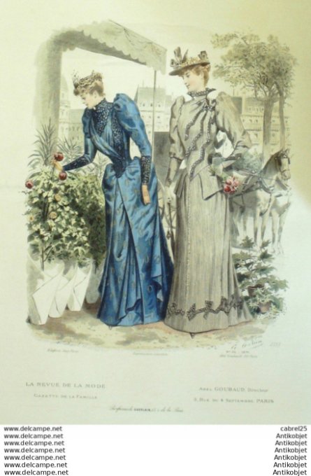 Gravure Mode La Gazette 1891 # 36 (Old Fashion plate)