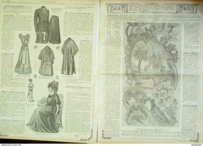 La Mode illustrée journal 1910 n° 25 Toilettes Costumes Passementerie