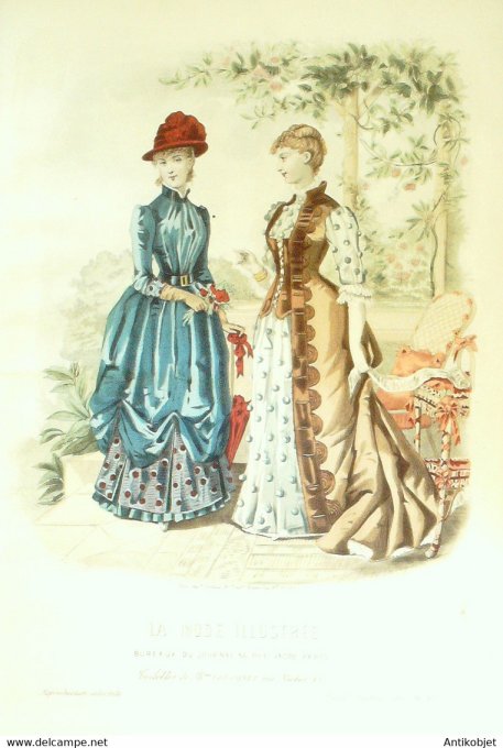 Gravure de mode La Mode illustrée 1884 n°10 (Maison Coussinet)