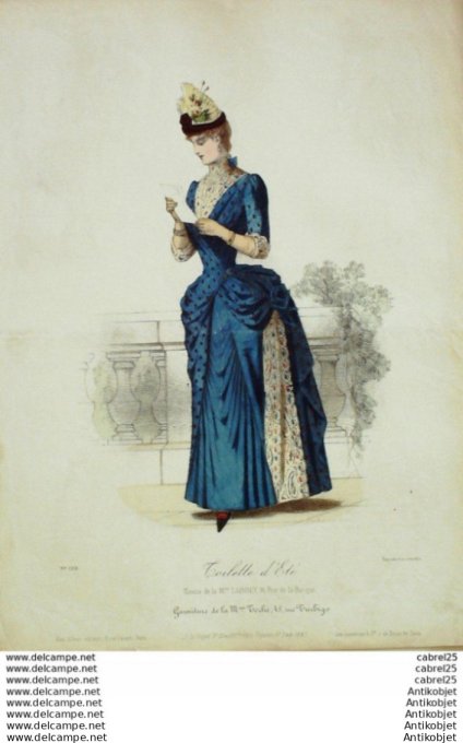 Gravure Mode Le Coquet 1887 # 25 (Old Fashion plate)