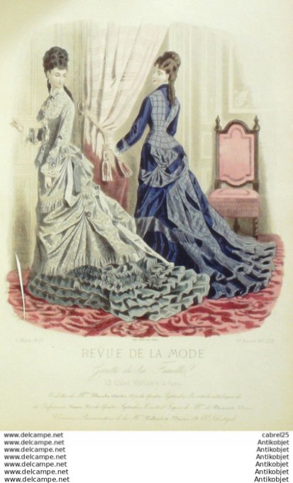 Gravure Mode La Gazette 1876 # 218 (Old Fashion plate)