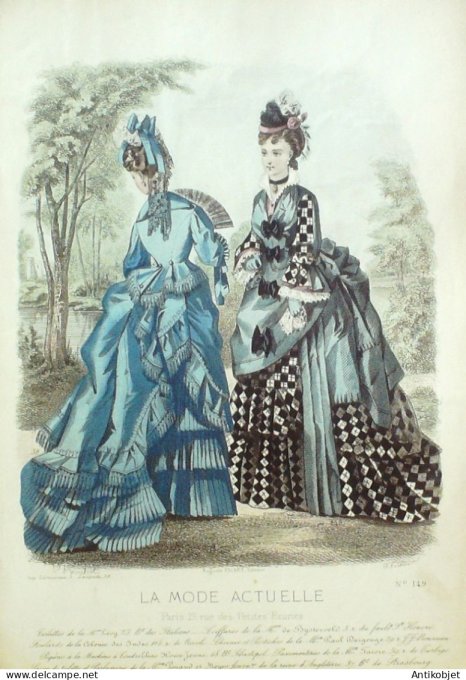 Gravure La Mode actuelle 1875 # 149 (Old Fashion plate)