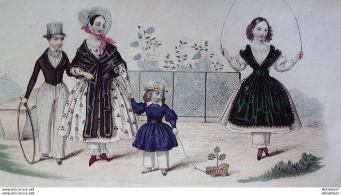 Costume Parisien 1838 # 3557 Robes mousseline laine & jaconas