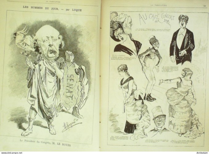 La Caricature 1884 #242 Café-Concert Job Vacances Sorel Le Royer par Luque Trock