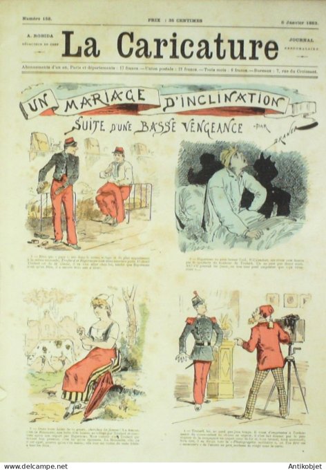La Caricature 1883 #158 Mariage d'inclination Basse vengeance Draner Casablanca Caran d'Ache
