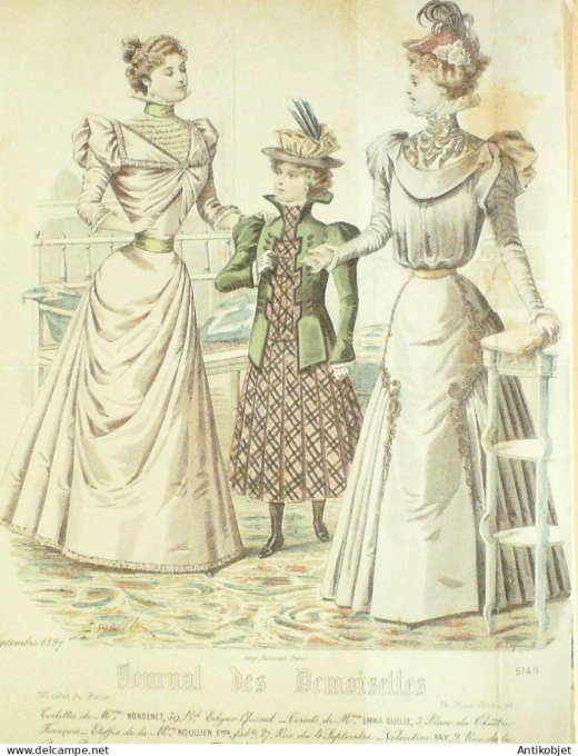 Gravure Mode J.Demoiselles 1897 # 5149 (Old Fashion plate)