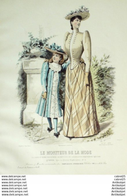 Gravure Mode Le Moniteur 1890 # 18 (Old Fashion plate)