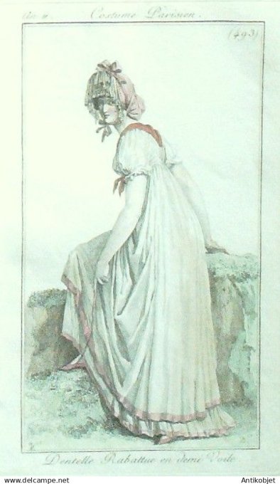 Costume Parisien 1803 an 11 # 493 (eau forte) Dentelle en demi voile