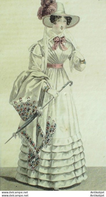 Costume Parisien 1823 # 2168  Robe blouse de mousseline