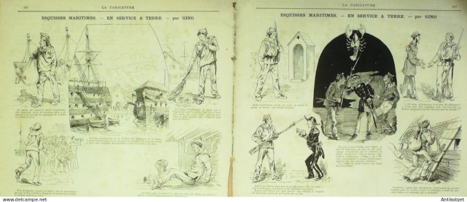 La Caricature 1883 #158 Mariage d'inclination Basse vengeance Draner Casablanca Caran d'Ache