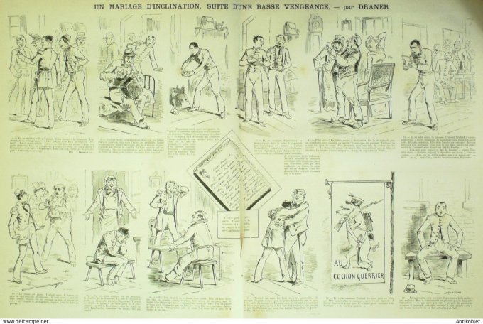 La Caricature 1883 #158 Mariage d'inclination Basse vengeance Draner Casablanca Caran d'Ache