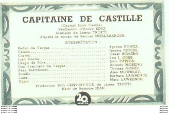Mon Film 163 49-10- 5 Capitaine de Castille Tyrone Power Jeanne Peters