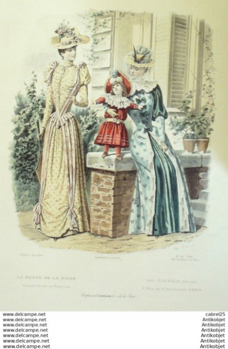 Gravure Mode La Gazette 1891 # 33 (Old Fashion plate)