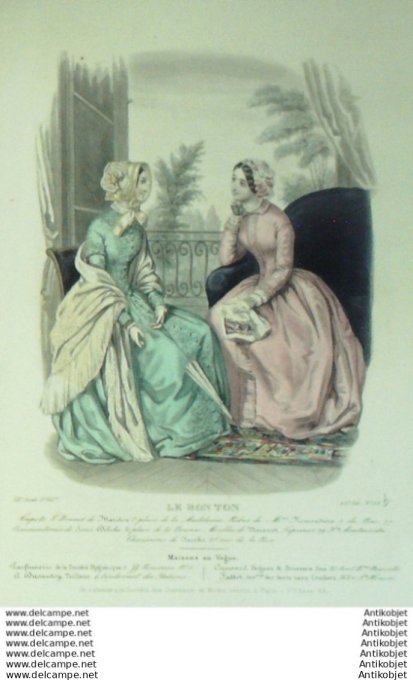 Gravure Mode Le Bon Ton 1846 13 # 25 (aquarelle old fashion plate)