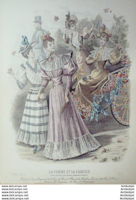 Gravure Mode La Femme & La Famille 1893 # 05 (Old Fashion plate)