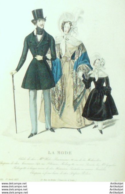 Gravure La mode 1837 # 551 (aquarelle old Fashion plate)