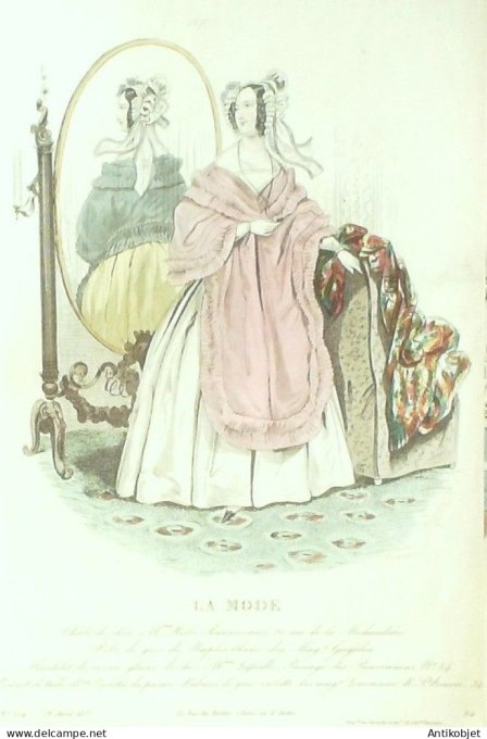 Gravure La mode 1837 # 554 (aquarelle old Fashion plate)