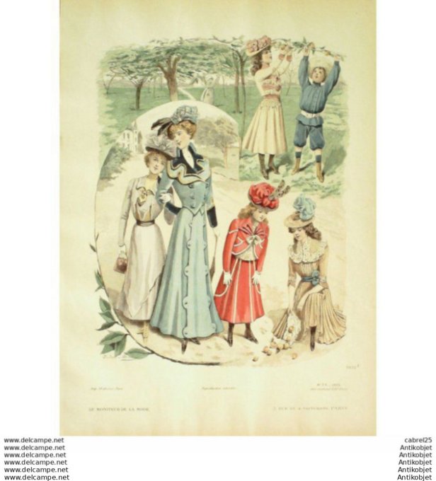 Gravure Mode Le Moniteur 1900 # 34 (Old Fashion plate)