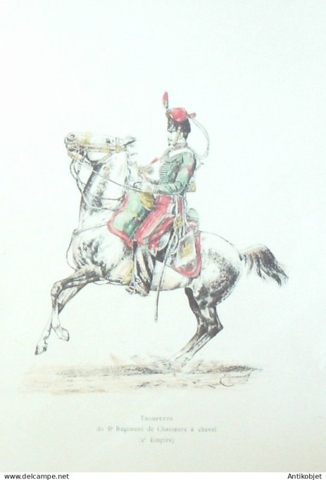 Cavalier Chasseur Trompette du 6ème Régiment 2e Empire signé E Grammont