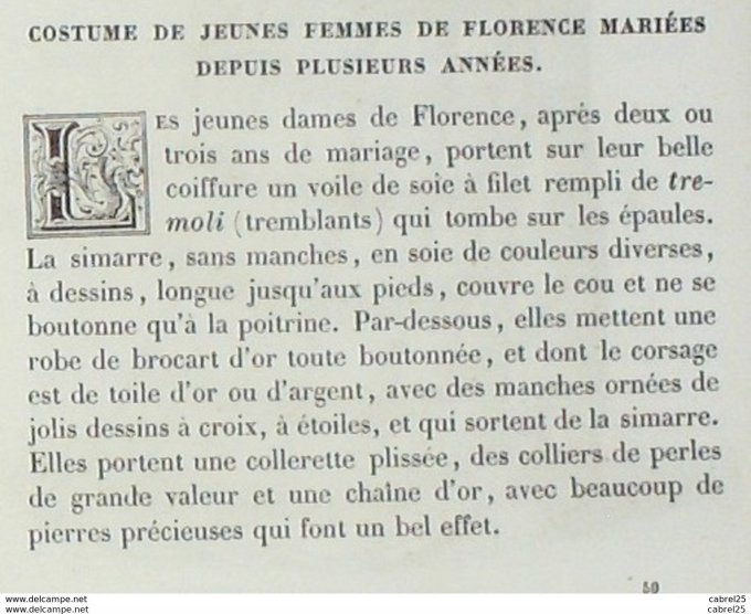 Italie FLORENCE Mariée noble 1859