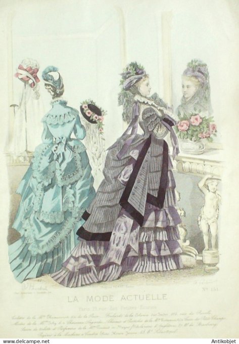 Gravure La Mode actuelle 1875 # 151 (Old Fashion plate)