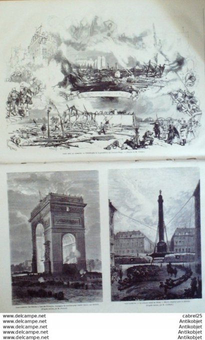 Le Monde illustré 1871 n°737 Paris Concorde av Rapp St-Denis (93) Nogent (94) Versailles (78) Thiers