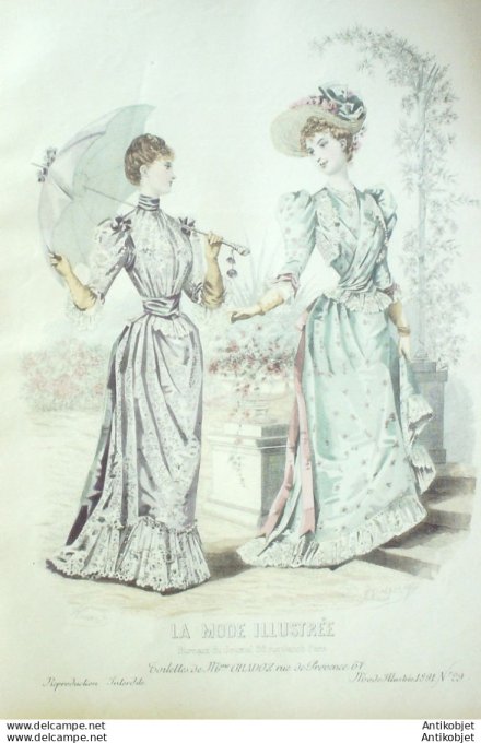 Gravure Mode illustree 1891 # 29 (Old Fashion plate) rare