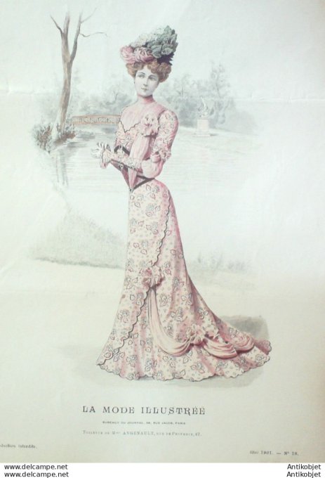 Gravure Mode illustree 1901 # 18 (Old Fashion plate) rare