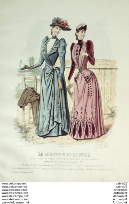 Gravure Mode Le Moniteur 1890 # 11 (Old Fashion plate)
