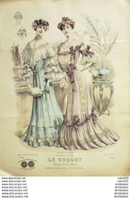 Gravure Mode Le Coquet 1904 # 04 (Old Fashion plate)