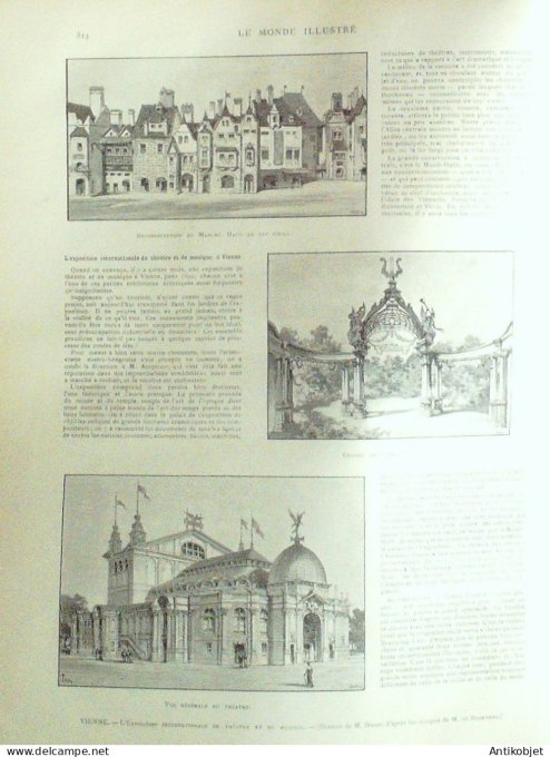 Le Monde illustré 1892 n°1833 Autriche Vienne St-Omer (62) Troyes (10) Gabon