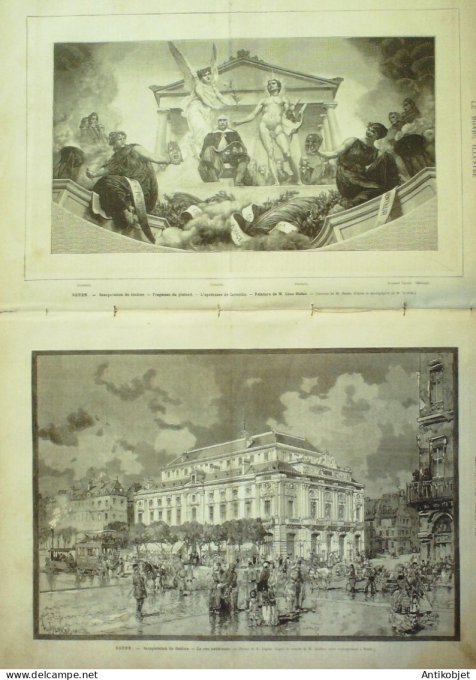 Le Monde illustré 1882 n°1332 Rouen (76) Caen (14) Vérone inondations Moscou