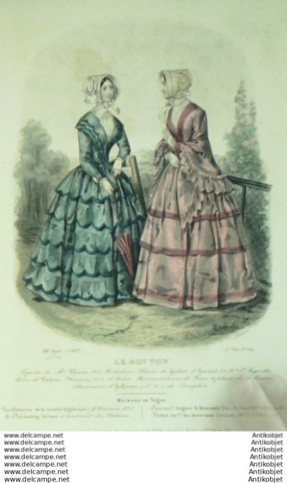 Gravure Mode Le Bon Ton 1846 13 # 29 (aquarelle old fashion plate)