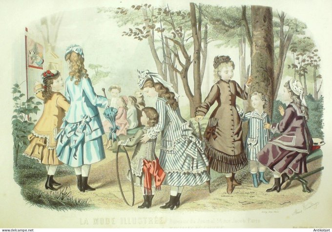 Gravure Mode illustree 1876 # 24 (Old Fashion plate)