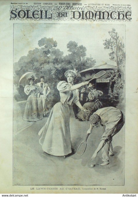 Soleil du Dimanche 1894 n°31 Lawn Tennis au château Baron Beyens ministre Belge