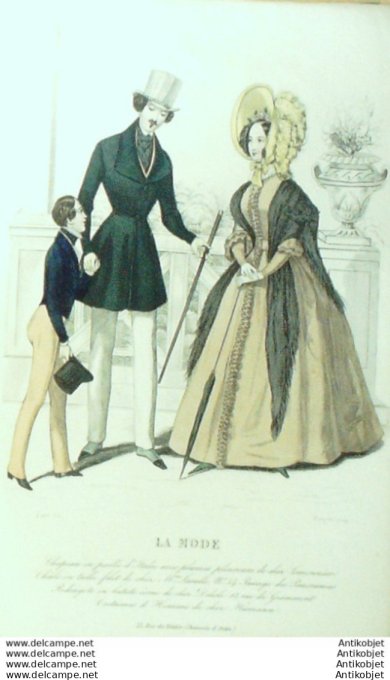 Gravure La mode 1837 # 559 (aquarelle old Fashion plate)